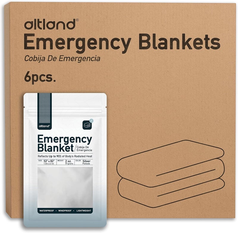 Altland 6 Pack of Emergency Blankets - Heat Reflective Blankets for Winter Survival Kits, Disaster Preparedness, Cold Weather Camping, and Homeless Care Packages - Image 2